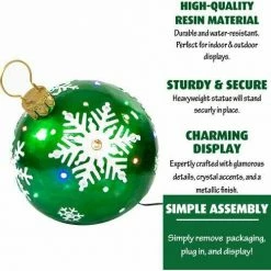 Fraser Hill Farm 18" Jeweled Ball Ornament W/Snowflake Design In Green W/ Long-Lasting LED Lights 9 Fraser Hill Farm 18" Jeweled Ball Ornament W/Snowflake Design In Green W/ Long-Lasting LED Lights -Christmas store unnamed file 1554