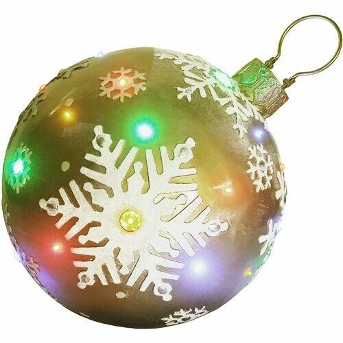 Fraser Hill Farm 18" Jeweled Ball Ornament W/ Snowflake Design In Gold W/ Long-Lasting LED Lights 1 Fraser Hill Farm 18" Jeweled Ball Ornament W/ Snowflake Design In Gold W/ Long-Lasting LED Lights