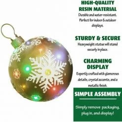 Fraser Hill Farm 18" Jeweled Ball Ornament W/ Snowflake Design In Gold W/ Long-Lasting LED Lights 6 Fraser Hill Farm 18" Jeweled Ball Ornament W/ Snowflake Design In Gold W/ Long-Lasting LED Lights -Christmas store unnamed file 1557