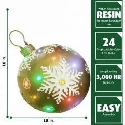 Fraser Hill Farm 18" Jeweled Ball Ornament W/ Snowflake Design In Gold W/ Long-Lasting LED Lights 7 Fraser Hill Farm 18" Jeweled Ball Ornament W/ Snowflake Design In Gold W/ Long-Lasting LED Lights -Christmas store unnamed file 1558