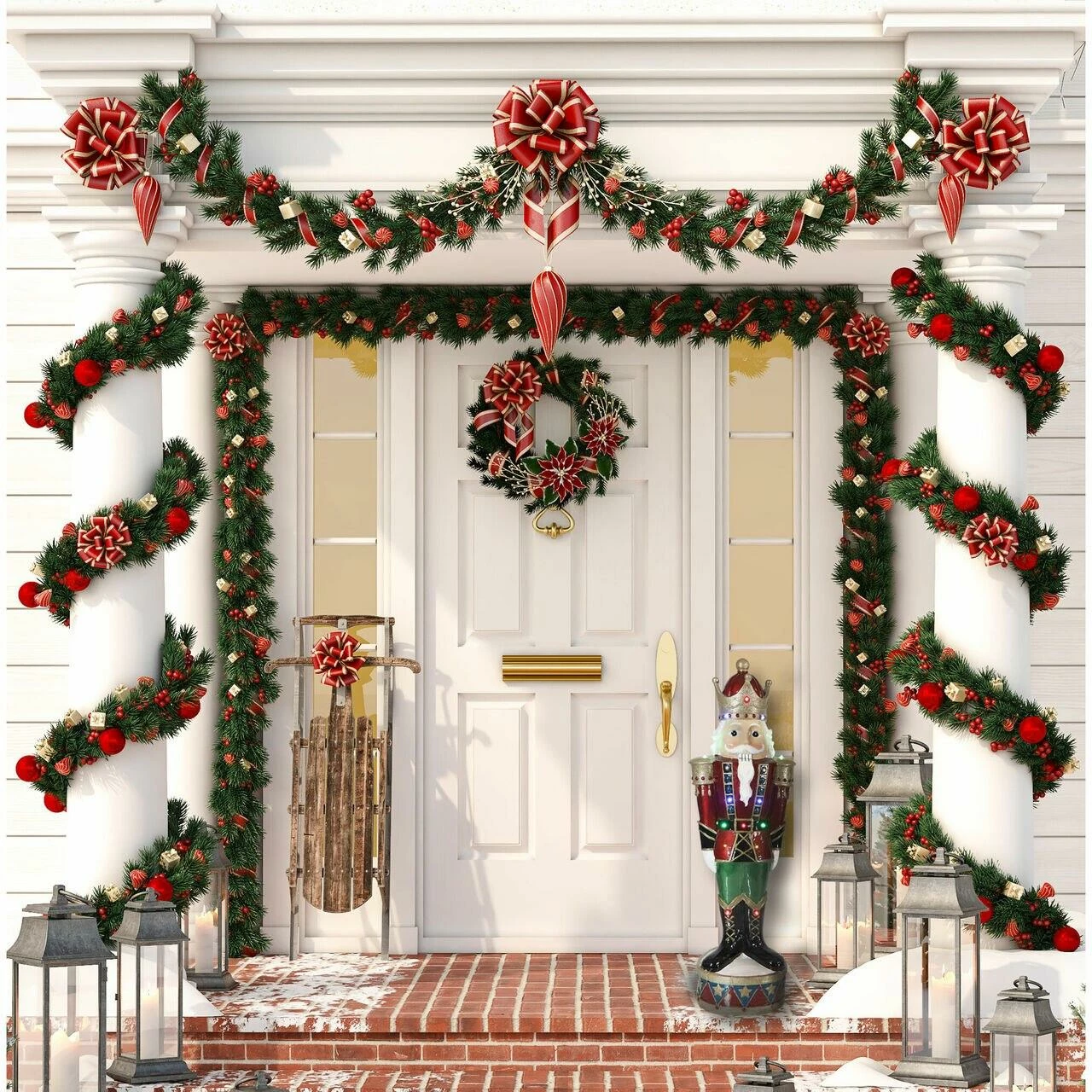 Fraser Hill Farm 3-Ft. Resin Nutcracker Greeter With LED Lights, Indoor/Covered Outdoor 2 Fraser Hill Farm 3-Ft. Resin Nutcracker Greeter With LED Lights, Indoor/Covered Outdoor - Image 2