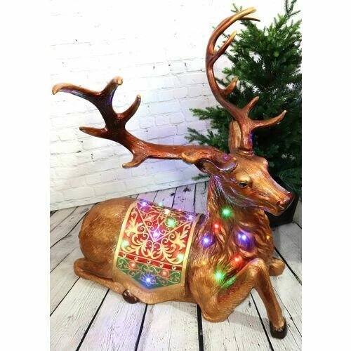 Fraser Hill Farm 4-Ft. Tall Sitting Reindeer W/ Metallic Finish W/ Long-Lasting LED Lights 2 Fraser Hill Farm 4-Ft. Tall Sitting Reindeer W/ Metallic Finish W/ Long-Lasting LED Lights - Image 2