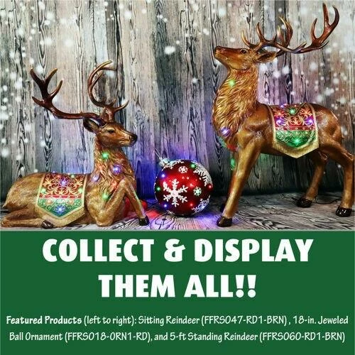 Fraser Hill Farm 18" Jeweled Ball Ornament W/Snowflake Design In Red W/ Long-Lasting LED Lights 3 Fraser Hill Farm 18" Jeweled Ball Ornament W/Snowflake Design In Red W/ Long-Lasting LED Lights - Image 3