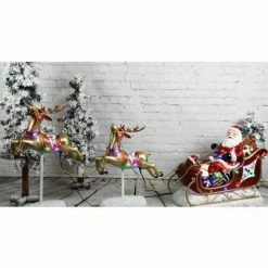 Fraser Hill Farm Santa Sleigh And Flying Reindeer 3-Piece Set W/ Long-Lasting LED Lights 7 Fraser Hill Farm Santa Sleigh And Flying Reindeer 3-Piece Set W/ Long-Lasting LED Lights -Christmas store unnamed file 1575
