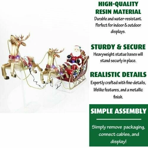 Fraser Hill Farm Santa Sleigh And Flying Reindeer 3-Piece Set W/ Long-Lasting LED Lights 5 Fraser Hill Farm Santa Sleigh And Flying Reindeer 3-Piece Set W/ Long-Lasting LED Lights - Image 5
