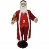 Fraser Hill Farm 58-In. Dancing Santa In Red Sequin Suit With Teddy Bear And Wrapped Gifts, Animated Christmas Decorations, Holiday Home Décor