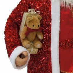 Fraser Hill Farm 58-In. Dancing Santa In Red Sequin Suit With Teddy Bear And Wrapped Gifts, Animated Christmas Decorations, Holiday Home Décor -Christmas store unnamed file 1584