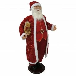 Fraser Hill Farm 58-In. Dancing Santa In Red Sequin Suit With Teddy Bear And Wrapped Gifts, Animated Christmas Decorations, Holiday Home Décor -Christmas store unnamed file 1588