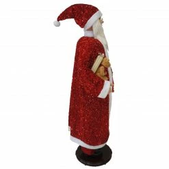 Fraser Hill Farm 58-In. Dancing Santa In Red Sequin Suit With Teddy Bear And Wrapped Gifts, Animated Christmas Decorations, Holiday Home Décor -Christmas store unnamed file 1591
