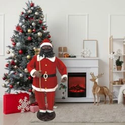 Fraser Hill Farm 58-In. African American Dancing Santa With Toy Sack And Faux Lantern, Animated Christmas Decorations, Holiday Home Décor -Christmas store unnamed file 1603