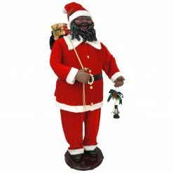 Fraser Hill Farm 58-In. African American Dancing Santa With Toy Sack And Faux Lantern, Animated Christmas Decorations, Holiday Home Décor -Christmas store unnamed file 1604