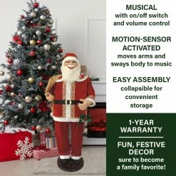 Fraser Hill Farm 58-In. Dancing Santa With Toy Sack And Faux Lantern, Animated Christmas Decorations, Holiday Home Décor -Christmas store unnamed file 1611