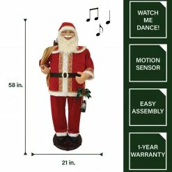 Fraser Hill Farm 58-In. Dancing Santa With Toy Sack And Faux Lantern, Animated Christmas Decorations, Holiday Home Décor -Christmas store unnamed file 1612