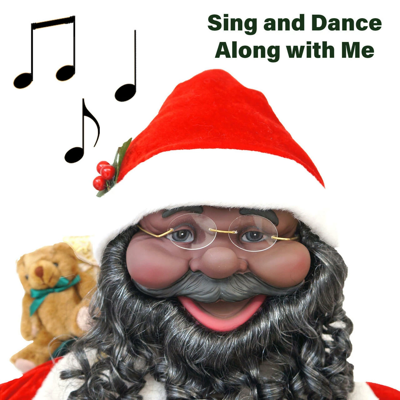 Fraser Hill Farm 58-In. African American Dancing Santa With Toy Sack And Teddy Bear, Animated Christmas Decorations, Holiday Home Décor 2 Fraser Hill Farm 58-In. African American Dancing Santa With Toy Sack And Teddy Bear, Animated Christmas Decorations, Holiday Home Décor - Image 2