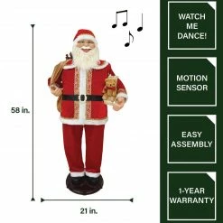 Fraser Hill Farm 58-In. Dancing Santa With Toy Sack, Teddy Bear, And Wrapped Gifts, Animated Christmas Decorations, Holiday Home Décor -Christmas store unnamed file 1642