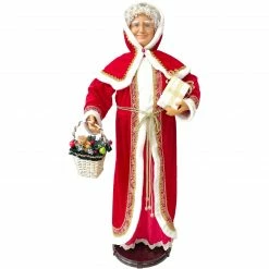Fraser Hill Farm 58-In. Dancing Mrs. Claus With Hooded Cloak, Gift And Basket, Animated Christmas Decorations, Holiday Home Décor