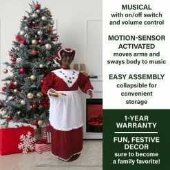 Fraser Hill Farm 58-In. African American Dancing Mrs. Claus With Baking Apron And Cookies, Animated Christmas Decorations, Holiday Home Décor 17 Fraser Hill Farm 58-In. African American Dancing Mrs. Claus With Baking Apron And Cookies, Animated Christmas Decorations, Holiday Home Décor -Christmas store unnamed file 1672
