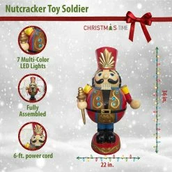 Fraser Hill Farm Christmas Time 3-Ft. Roly-Poly Nutcracker Toy Soldier W/ LED Lights, Outdoor Christmas Decor, Red -Christmas store unnamed file 1705