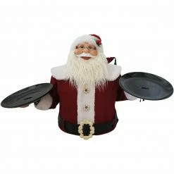 Fraser Hill Farm 3-Ft. Wide Musical Santa Claus With 2 Serving Plates - Christmas Holiday Indoor