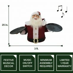 Fraser Hill Farm 3-Ft. Wide Musical Santa Claus With 2 Serving Plates - Christmas Holiday Indoor -Christmas store unnamed file 1742