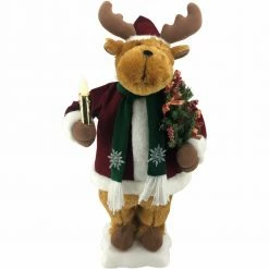 Fraser Hill Farm 24-In. Reindeer Figurine W/ Lighted Candle, Pine Tree, Animation, Music (8 Songs)