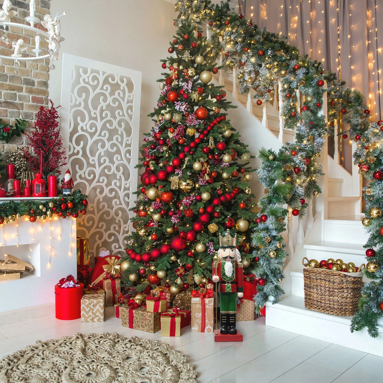 Fraser Hill Farm 32-In. Nutcracker Holding Staff Figurine, Festive Indoor Christmas Holiday Decorations, Red/Green 2 Fraser Hill Farm 32-In. Nutcracker Holding Staff Figurine, Festive Indoor Christmas Holiday Decorations, Red/Green - Image 2