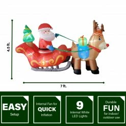 Fraser Hill Farm 7-Ft. Pre-Lit Inflatable Santa Sleigh And Reindeer -Christmas store unnamed file 1792