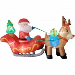Fraser Hill Farm 7-Ft. Pre-Lit Inflatable Santa Sleigh And Reindeer -Christmas store unnamed file 1797