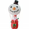 Fraser Hill Farm 9-Ft. Multi-Color Pre-Lit Inflatable Santa In Snowman Hot Air Balloon