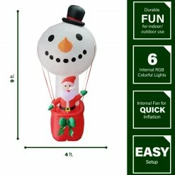 Fraser Hill Farm 9-Ft. Multi-Color Pre-Lit Inflatable Santa In Snowman Hot Air Balloon -Christmas store unnamed file 1802