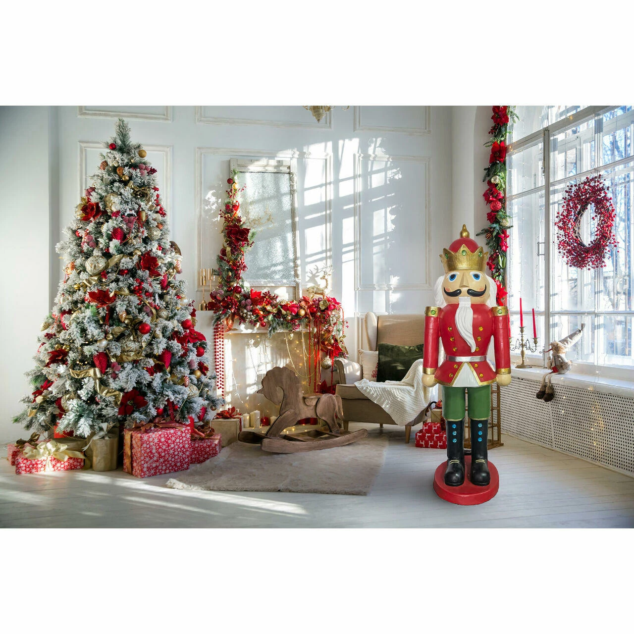 Fraser Hill Farm Christmas Time 5-Ft. Red Nutcracker King Wearing A Crown, Resin Figurine W/ LED Lights 6 Fraser Hill Farm Christmas Time 5-Ft. Red Nutcracker King Wearing A Crown, Resin Figurine W/ LED Lights - Image 6