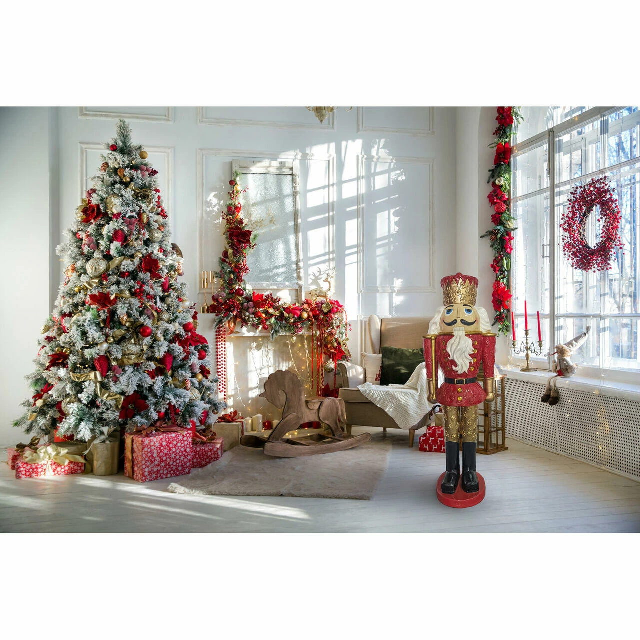 Fraser Hill Farm Christmas Time 4-Ft. Red Nutcracker King Holding A Baton, Resin Figurine W/ LED Lights 5 Fraser Hill Farm Christmas Time 4-Ft. Red Nutcracker King Holding A Baton, Resin Figurine W/ LED Lights - Image 5