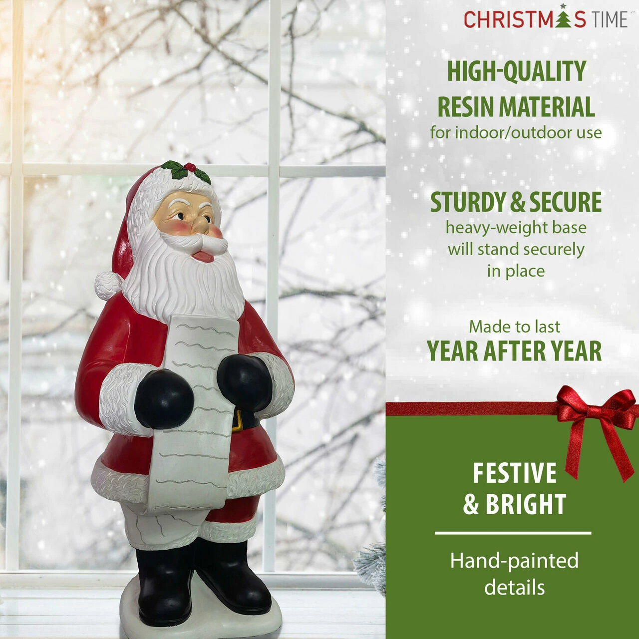 Fraser Hill Farm Christmas Time 3-Ft. Traditional Santa Claus Figurine, Resin Indoor Or Covered Outdoor Holiday Decor 2 Fraser Hill Farm Christmas Time 3-Ft. Traditional Santa Claus Figurine, Resin Indoor Or Covered Outdoor Holiday Decor - Image 2