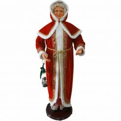 Fraser Hill Farm 58-In. Dancing Mrs. Claus With Hooded Cloak And Faux Lantern, Life-Size