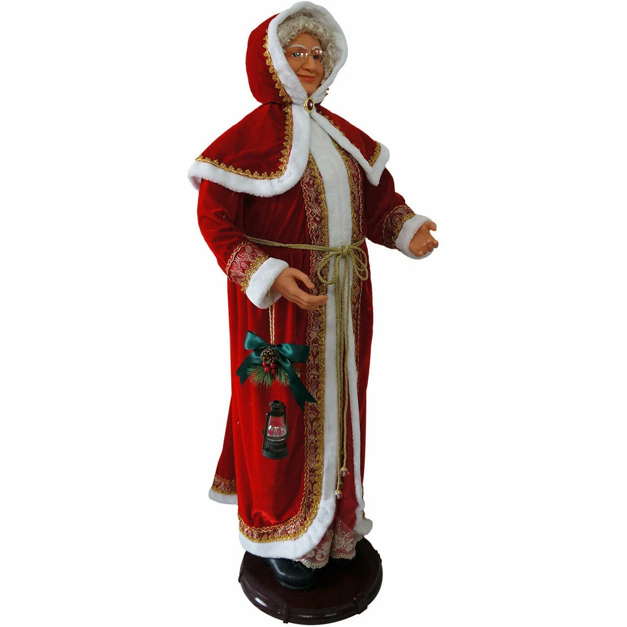 Fraser Hill Farm 58-In. Dancing Mrs. Claus With Hooded Cloak And Faux Lantern, Life-Size 9 Fraser Hill Farm 58-In. Dancing Mrs. Claus With Hooded Cloak And Faux Lantern, Life-Size - Image 9