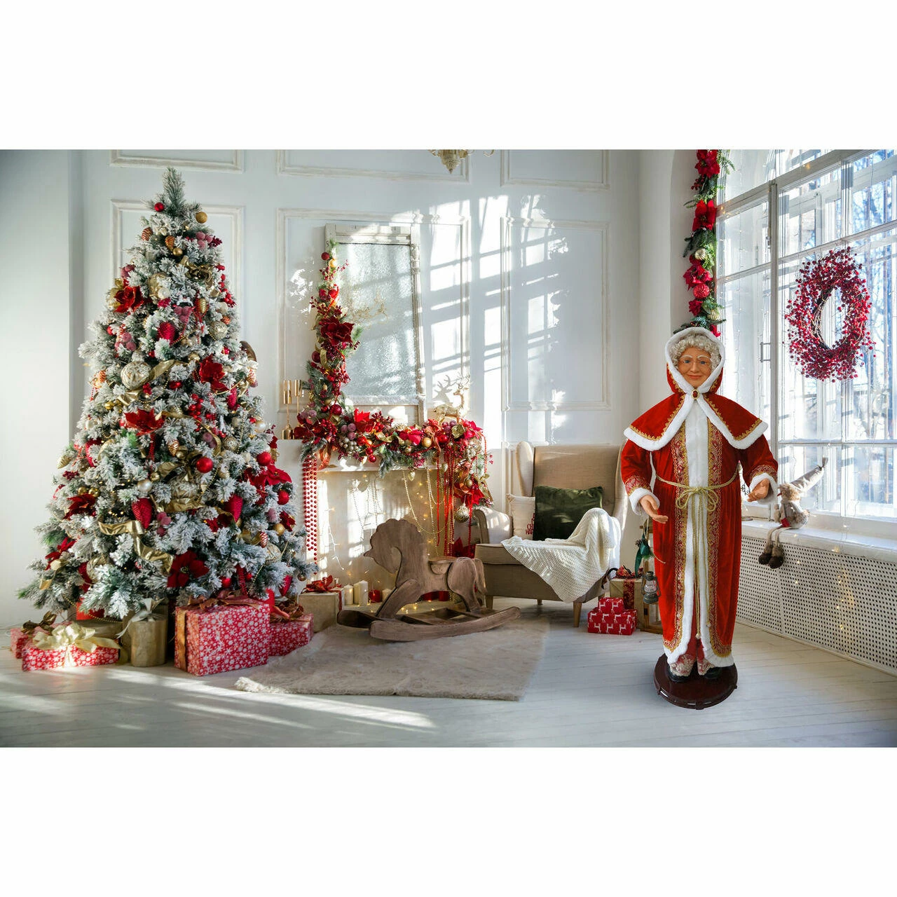 Fraser Hill Farm 58-In. Dancing Mrs. Claus With Hooded Cloak And Faux Lantern, Life-Size 11 Fraser Hill Farm 58-In. Dancing Mrs. Claus With Hooded Cloak And Faux Lantern, Life-Size - Image 11
