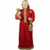 Fraser Hill Farm 5-Ft. Life-Size Standing Mrs. Claus Holding Bear & Basket Wearing Red Plush Dress W/ Sherpa Trim