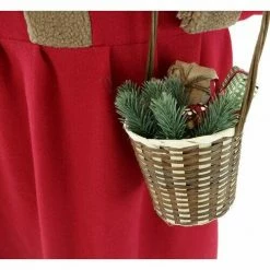 Fraser Hill Farm 5-Ft. Life-Size Standing Mrs. Claus Holding Bear & Basket Wearing Red Plush Dress W/ Sherpa Trim -Christmas store unnamed file 1855