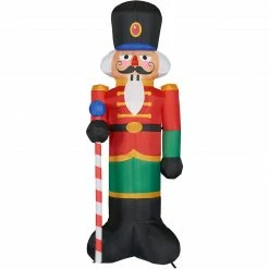 Fraser Hill Farm 10-Ft. Tall Traditional Nutcracker, Inflatable With Lights And Storage Bag