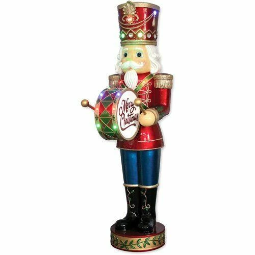 Fraser Hill Farm 5-Ft. Life-Size Nutcracker Playing Bass Drum W/ Moving Hands, Music, Timer, And 15 LED Lights 2 Fraser Hill Farm 5-Ft. Life-Size Nutcracker Playing Bass Drum W/ Moving Hands, Music, Timer, And 15 LED Lights - Image 2