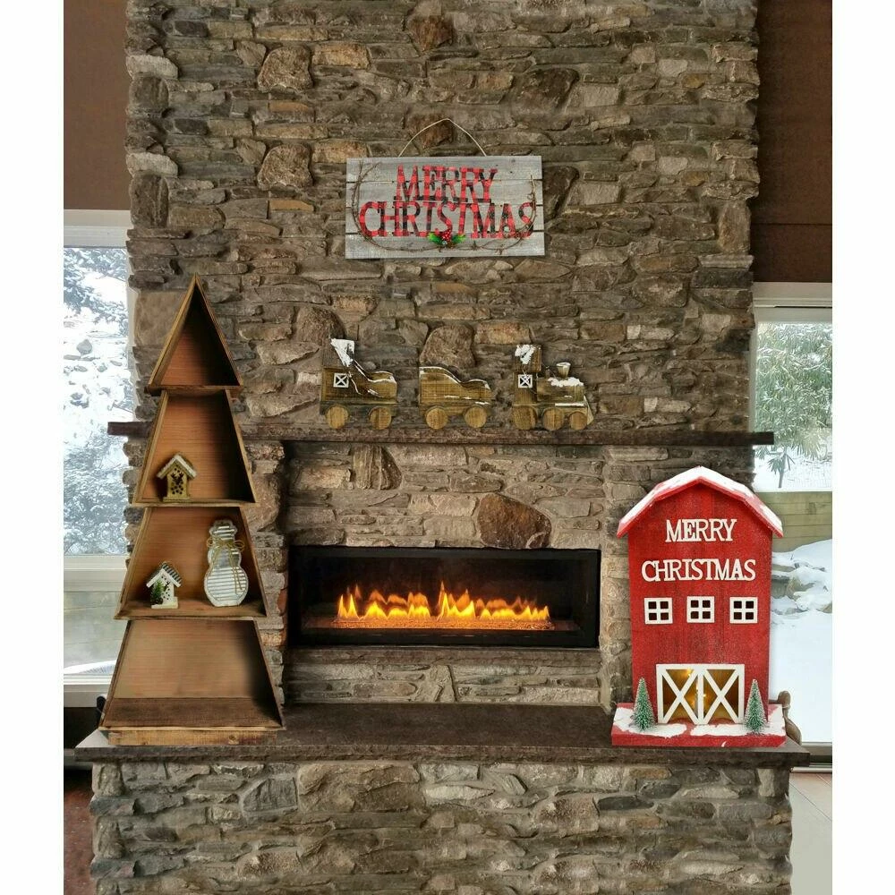 Fraser Hill Farm Woodland 7-Piece Decorating Kit: Tree Shelf, Lighted Barn, Train, Wall Sign, Snowman, 2 Ornaments 2 Fraser Hill Farm Woodland 7-Piece Decorating Kit: Tree Shelf, Lighted Barn, Train, Wall Sign, Snowman, 2 Ornaments - Image 2