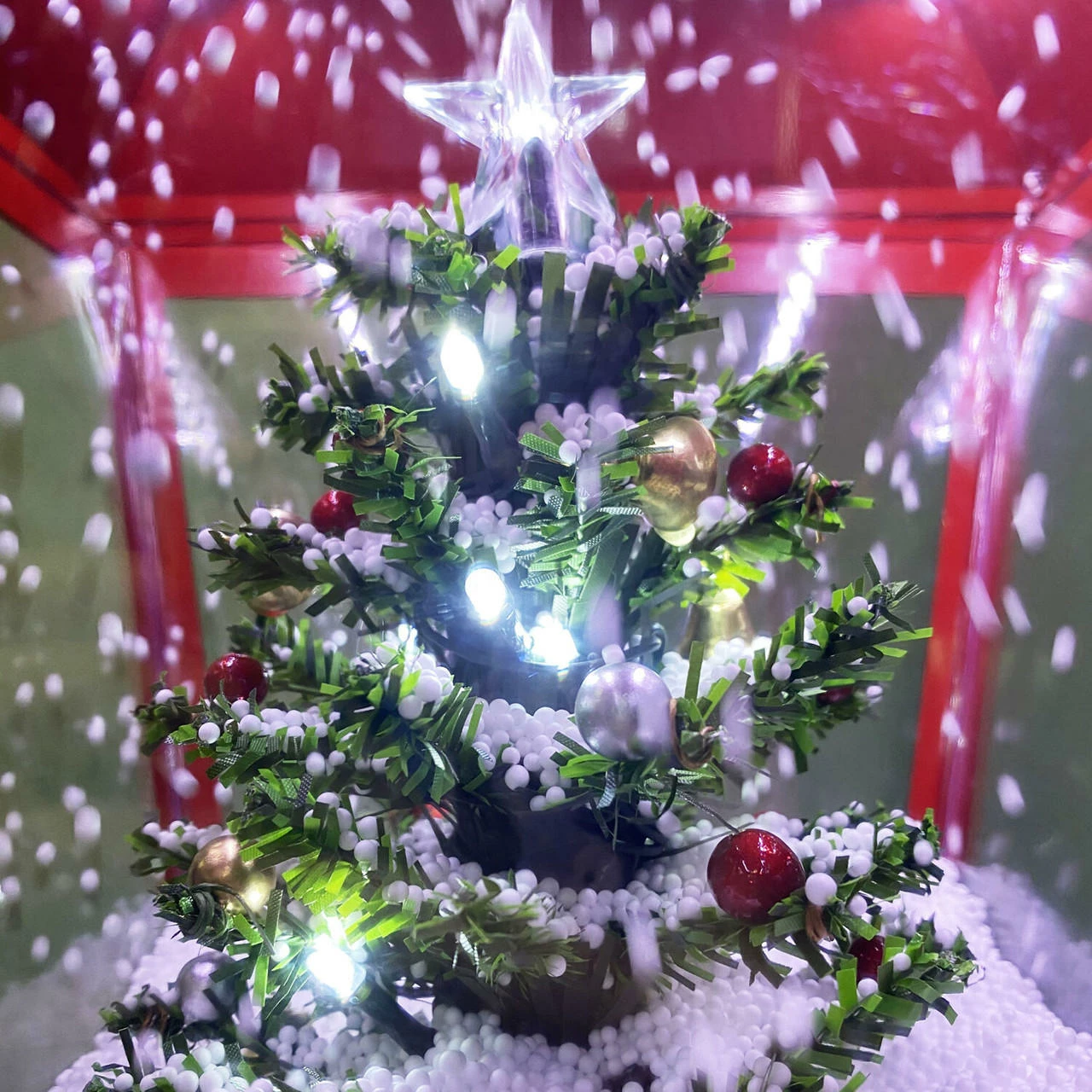 Fraser Hill Farm Let It Snow Series 74-In. Dual-Lantern Street Lamp W/ Snowman, Tree, 1 Sign, Cascading Snow And Christmas Carols, Red/Black 15 Fraser Hill Farm Let It Snow Series 74-In. Dual-Lantern Street Lamp W/ Snowman, Tree, 1 Sign, Cascading Snow And Christmas Carols, Red/Black - Image 15