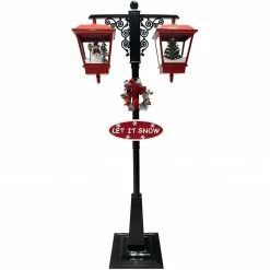 Fraser Hill Farm Let It Snow Series 74-In. Dual-Lantern Street Lamp W/ Snowman, Tree, 1 Sign, Cascading Snow And Christmas Carols, Red/Black 34 Fraser Hill Farm Let It Snow Series 74-In. Dual-Lantern Street Lamp W/ Snowman, Tree, 1 Sign, Cascading Snow And Christmas Carols, Red/Black -Christmas store unnamed file 1963