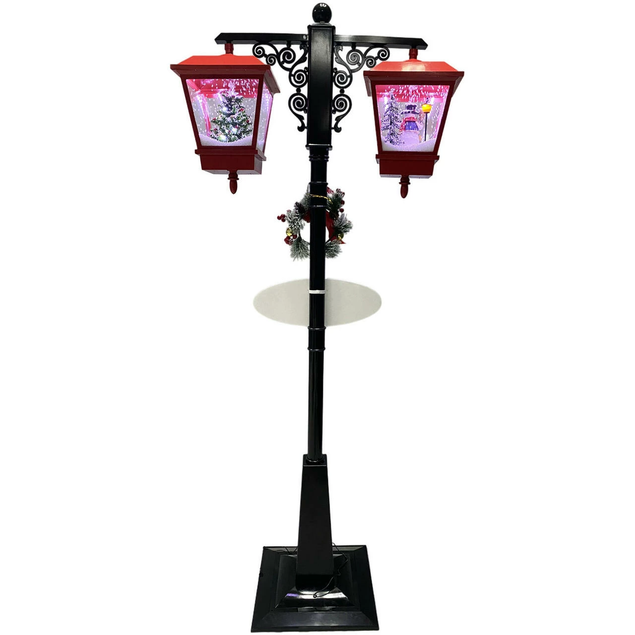 Fraser Hill Farm Let It Snow Series 74-In. Dual-Lantern Street Lamp W/ Snowman, Tree, 1 Sign, Cascading Snow And Christmas Carols, Red/Black 17 Fraser Hill Farm Let It Snow Series 74-In. Dual-Lantern Street Lamp W/ Snowman, Tree, 1 Sign, Cascading Snow And Christmas Carols, Red/Black - Image 17