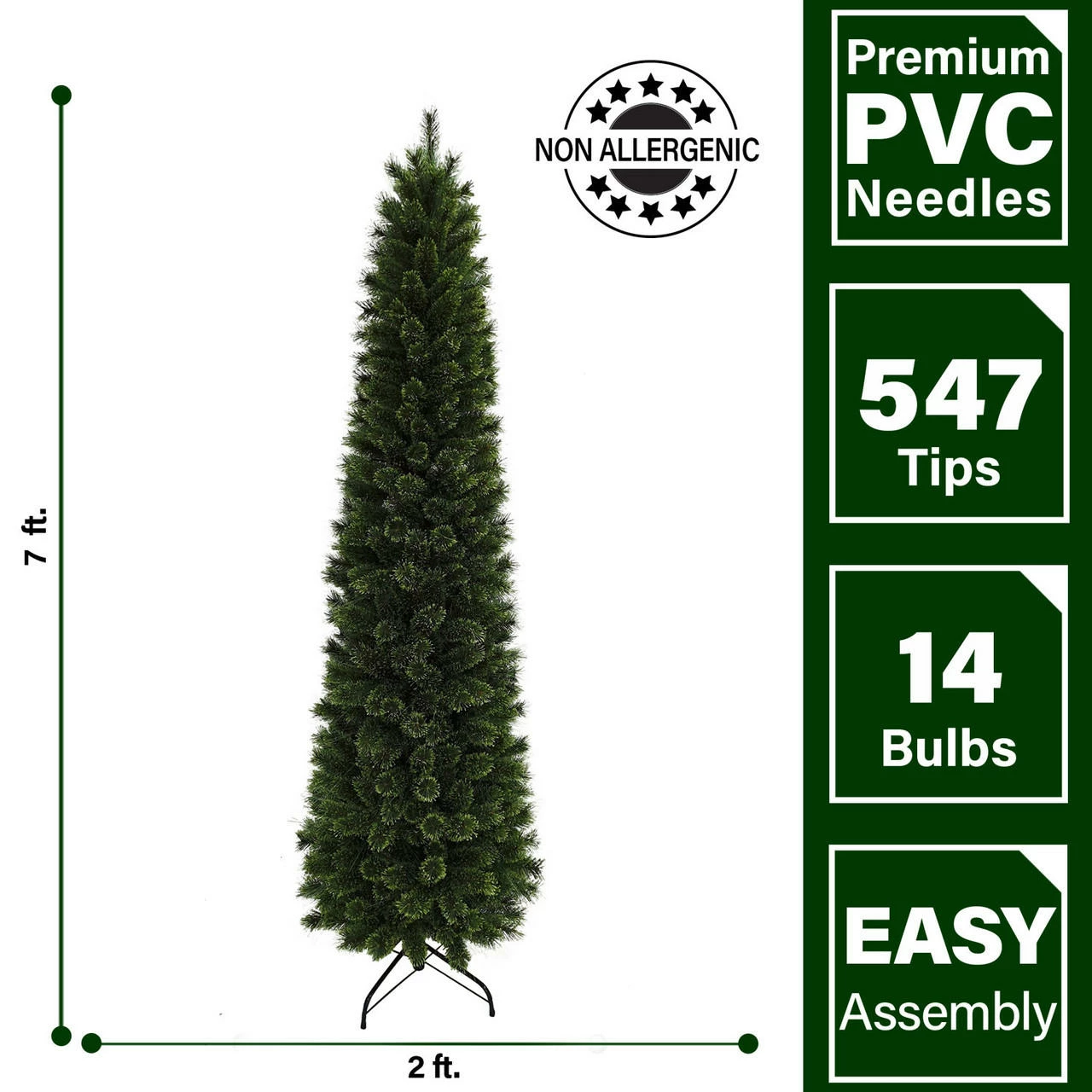 Fraser Hill Farm Indoor Or Outdoor 7-Ft. Slim Green Fiber Optic Prelit Tree W/ LED Dancing Lights 2 Fraser Hill Farm Indoor Or Outdoor 7-Ft. Slim Green Fiber Optic Prelit Tree W/ LED Dancing Lights - Image 2