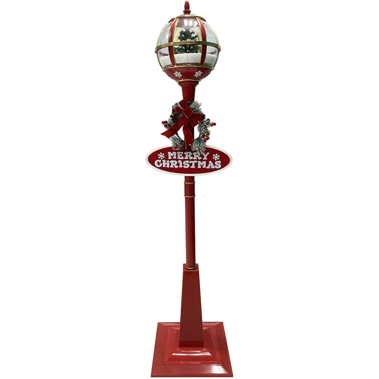 Fraser Hill Farm Let It Snow Series 69-In. Musical Snow Globe Lamp Post With Tree Scene, 2 Signs, Cascading Snow, And Christmas Carols, Red 15 Fraser Hill Farm Let It Snow Series 69-In. Musical Snow Globe Lamp Post With Tree Scene, 2 Signs, Cascading Snow, And Christmas Carols, Red - Image 15