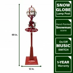 Fraser Hill Farm Let It Snow Series 69-In. Musical Snow Globe Lamp Post With Snowman Scene, 2 Signs, Cascading Snow, And Christmas Carols, Red 23 Fraser Hill Farm Let It Snow Series 69-In. Musical Snow Globe Lamp Post With Snowman Scene, 2 Signs, Cascading Snow, And Christmas Carols, Red -Christmas store unnamed file 2066