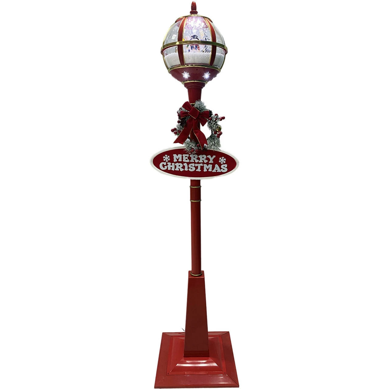 Fraser Hill Farm Let It Snow Series 69-In. Musical Snow Globe Lamp Post With Snowman Scene, 2 Signs, Cascading Snow, And Christmas Carols, Red 15 Fraser Hill Farm Let It Snow Series 69-In. Musical Snow Globe Lamp Post With Snowman Scene, 2 Signs, Cascading Snow, And Christmas Carols, Red - Image 15