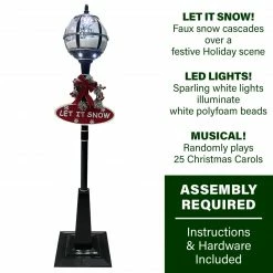 Fraser Hill Farm Let It Snow Series 69-In. Musical Snow Globe Lamp Post With Tree Scene, 2 Signs, Cascading Snow, And Christmas Carols, Black 21 Fraser Hill Farm Let It Snow Series 69-In. Musical Snow Globe Lamp Post With Tree Scene, 2 Signs, Cascading Snow, And Christmas Carols, Black -Christmas store unnamed file 2102