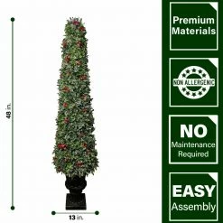 Fraser Hill Farm 4-Ft. Faux Boxwood Christmas Porch Tree With Red Berries In Ornamental Pot 7 Fraser Hill Farm 4-Ft. Faux Boxwood Christmas Porch Tree With Red Berries In Ornamental Pot -Christmas store unnamed file 211